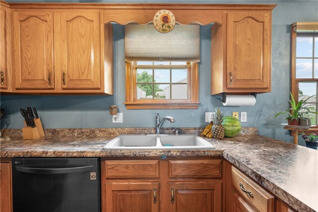 kitchen featuring black dishwasher and sink