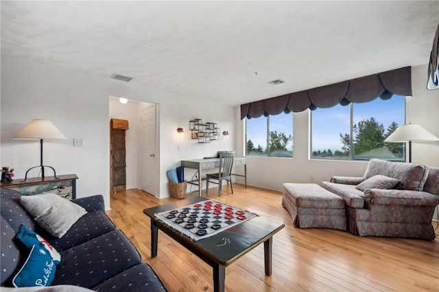 living room with light wood-type flooring