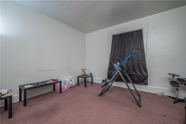 workout area featuring carpet floors