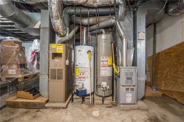 utility room with gas water heater