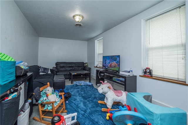 living room featuring carpet flooring