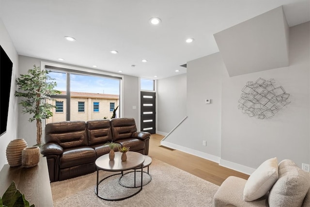 living room featuring light hardwood / wood-style floors