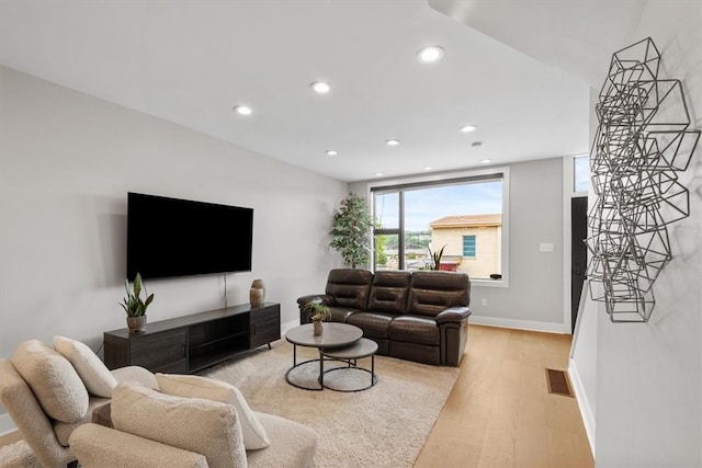 living room featuring light hardwood / wood-style flooring