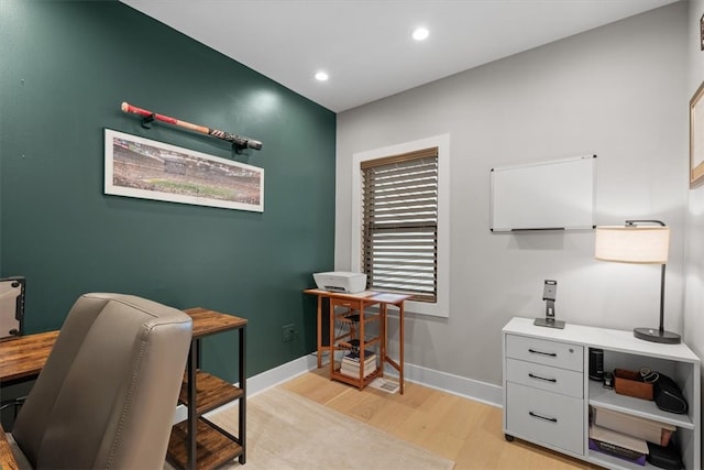 home office featuring light wood-type flooring