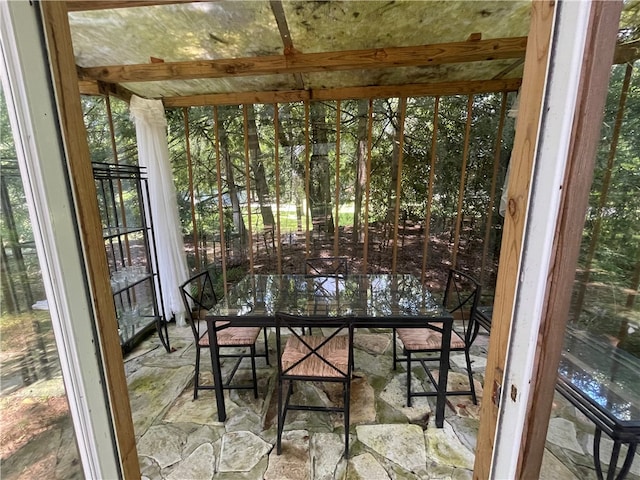 view of unfurnished sunroom