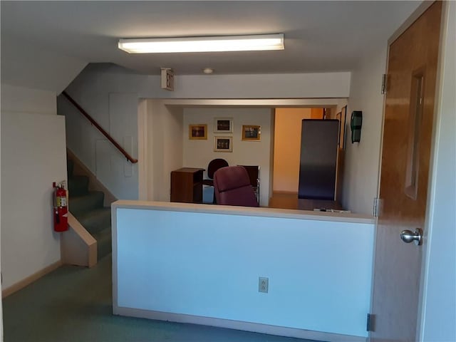 interior space featuring light countertops