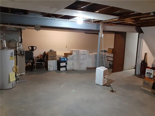 basement with gas water heater