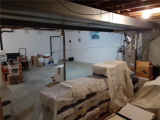 view of unfinished basement