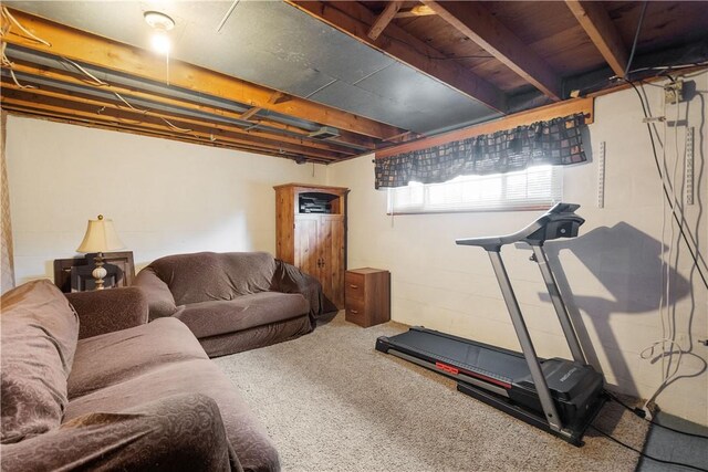 exercise room with carpet