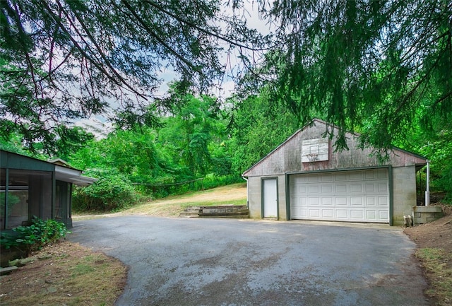 view of garage