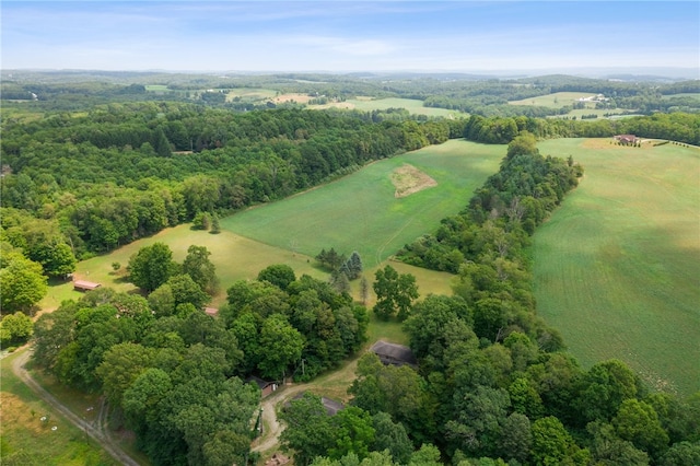 aerial view featuring a rural view