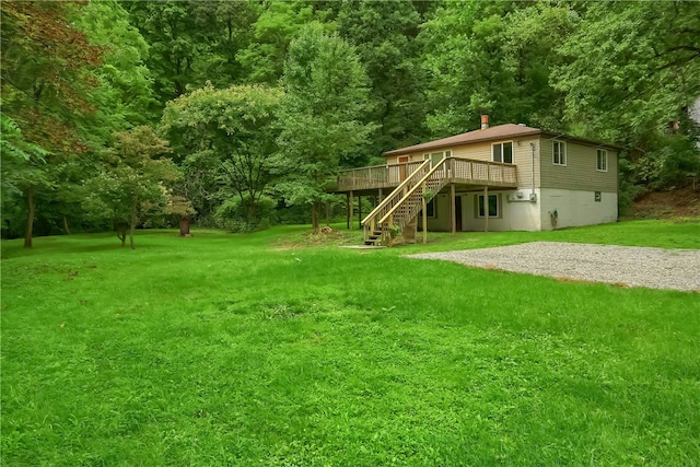 view of yard featuring a deck