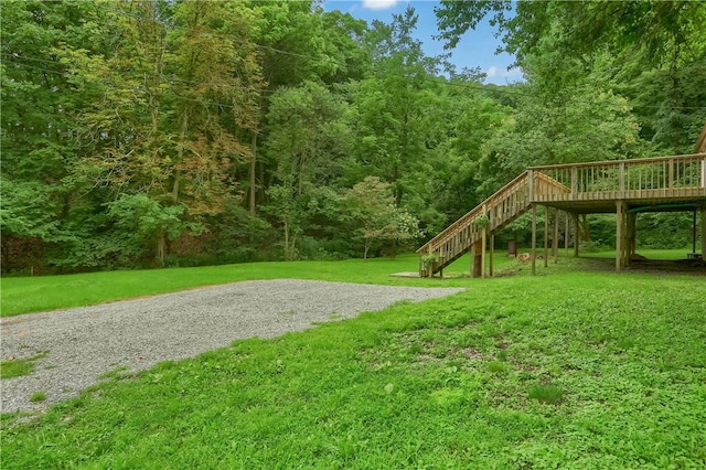 view of yard featuring a deck