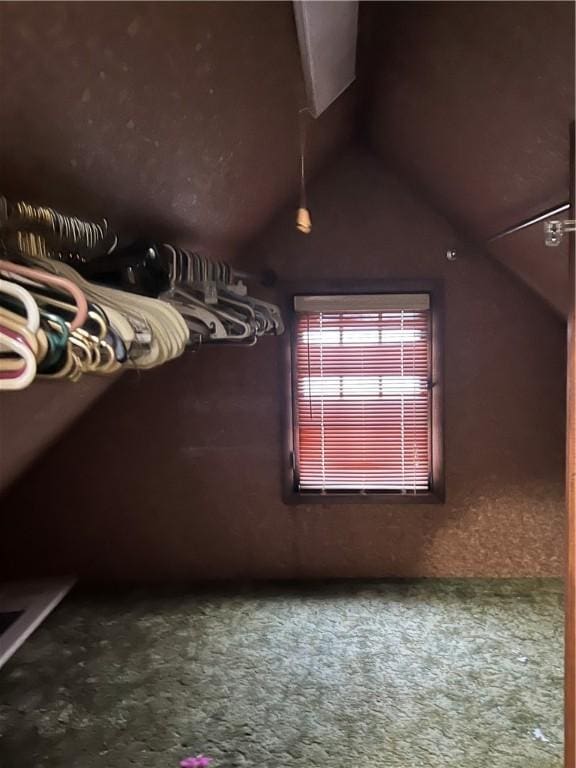 bonus room with carpet floors and lofted ceiling