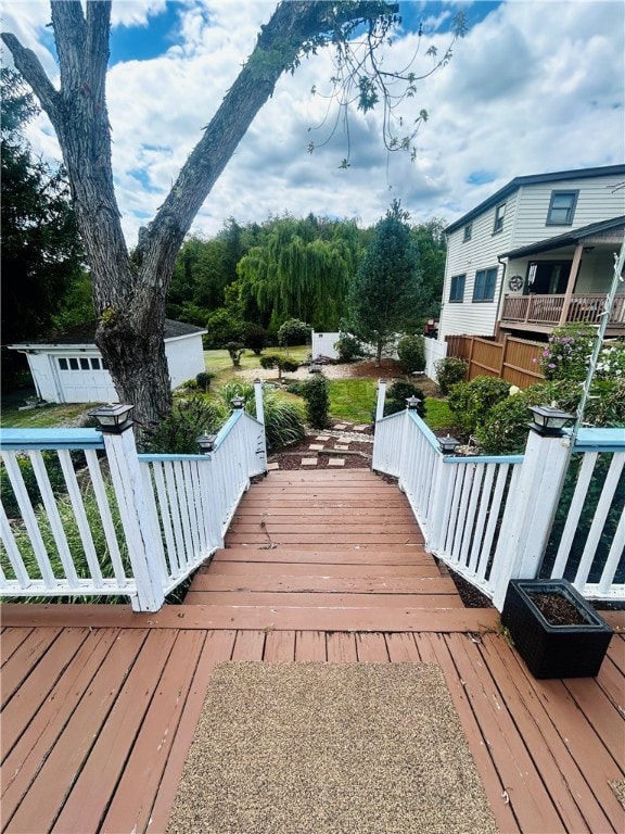 deck featuring a storage unit