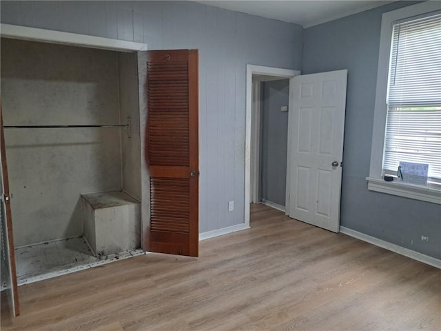 unfurnished bedroom with light hardwood / wood-style flooring