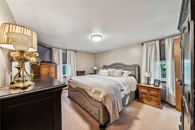 carpeted bedroom with multiple windows