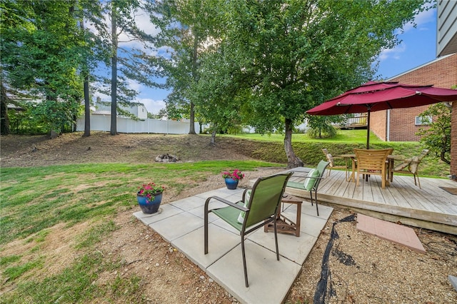 view of patio with a wooden deck