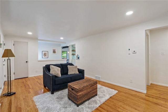 living room featuring light hardwood / wood-style flooring