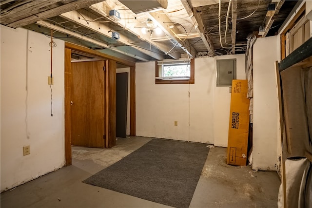 basement featuring electric panel