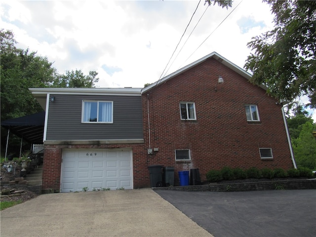 view of property exterior featuring a garage