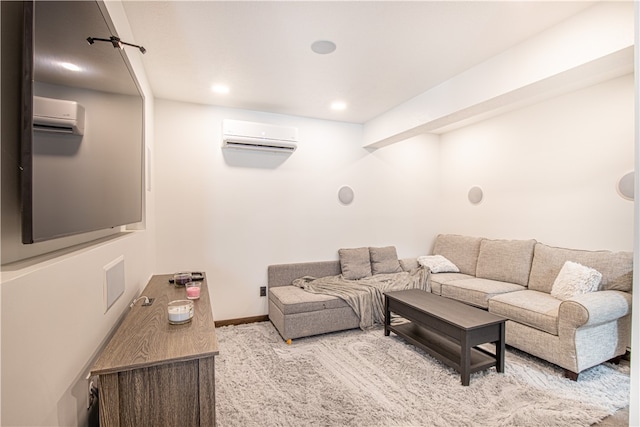 living room with a wall mounted air conditioner