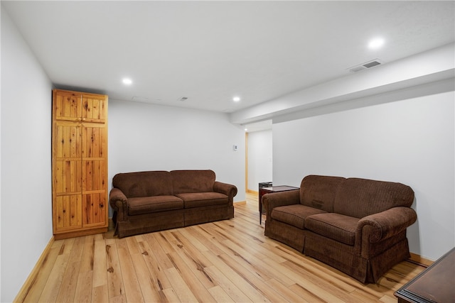 living room featuring light hardwood / wood-style floors