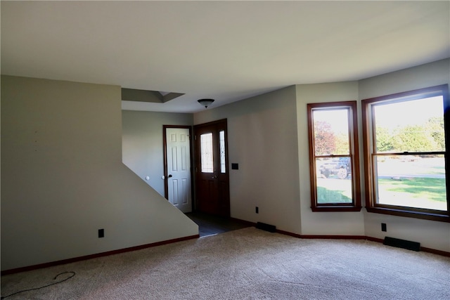 view of carpeted foyer