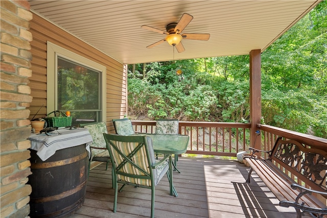 deck featuring ceiling fan