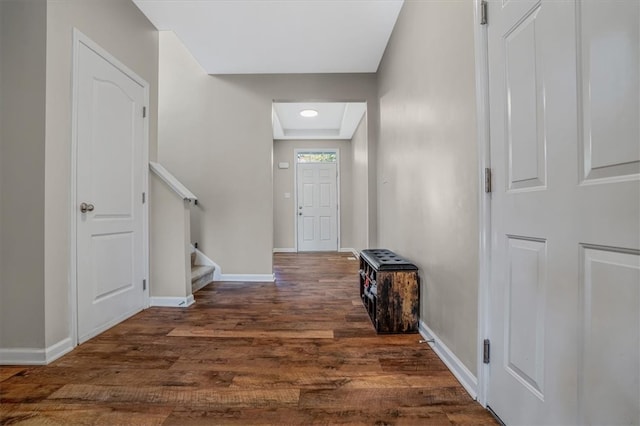 entrance foyer with dark hardwood / wood-style flooring