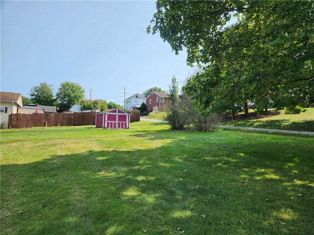 view of yard with a storage unit