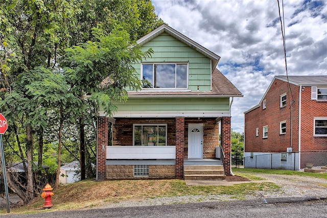 view of front of house featuring covered porch