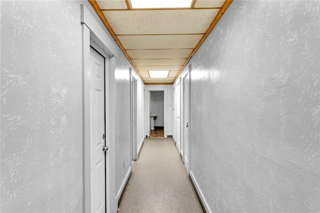 hall featuring a paneled ceiling