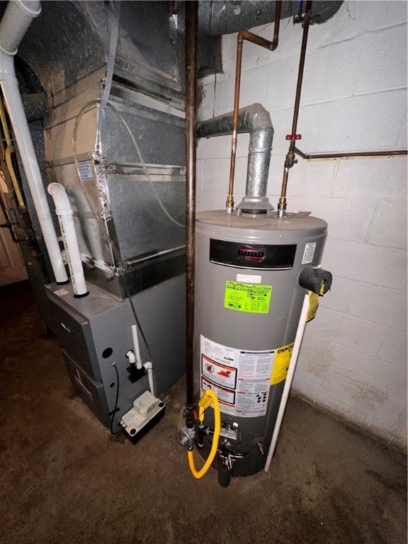 utility room featuring gas water heater