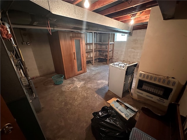 basement with heating unit