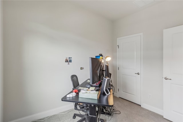 view of carpeted home office