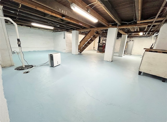 basement with gas water heater