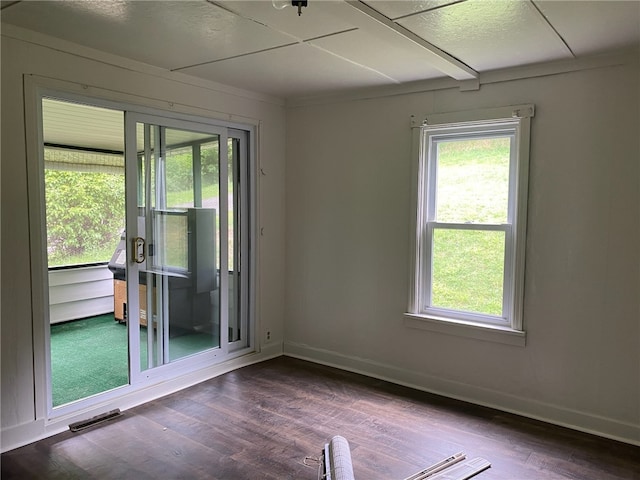 spare room featuring hardwood / wood-style floors and plenty of natural light