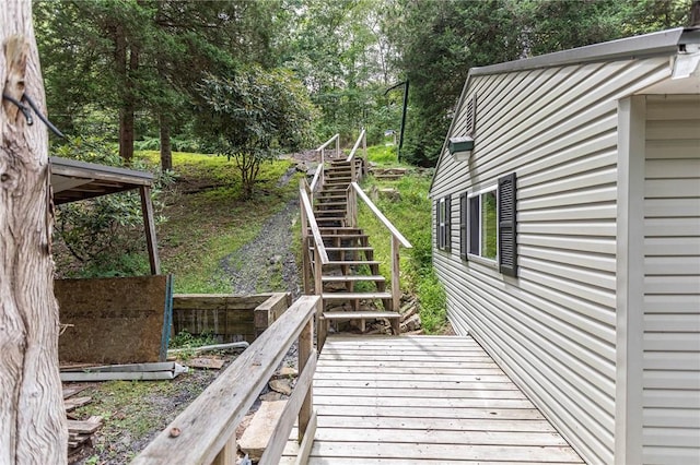 wooden terrace with stairway