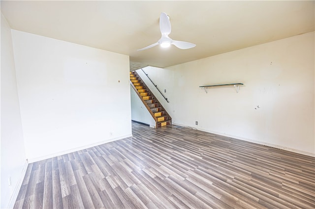 interior space with hardwood / wood-style flooring and ceiling fan