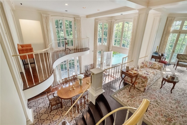 interior space featuring decorative columns