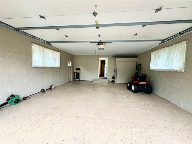 garage with a garage door opener