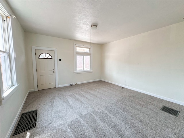 view of carpeted foyer entrance