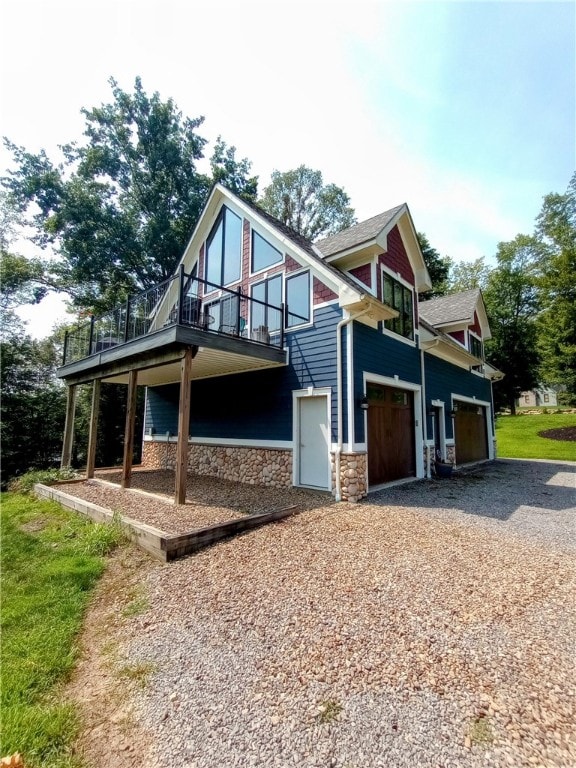 view of front of property with a deck