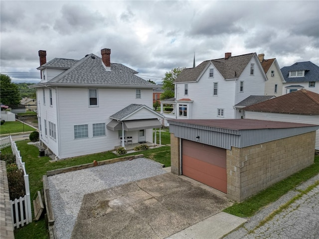 exterior space with a garage