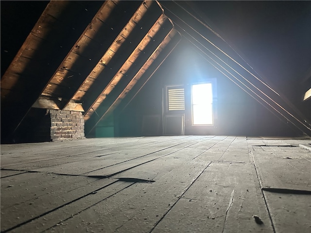 view of unfinished attic