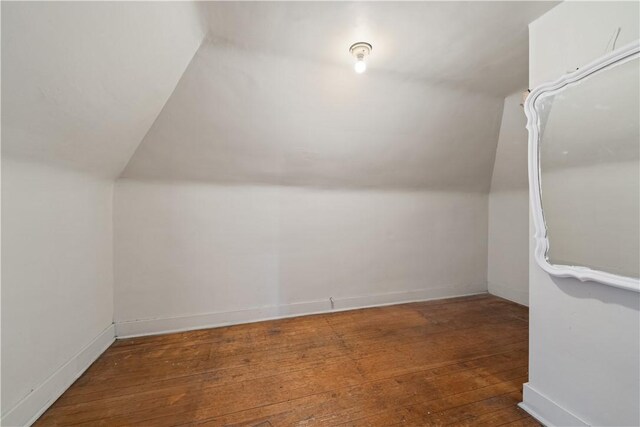 additional living space featuring vaulted ceiling and wood-type flooring