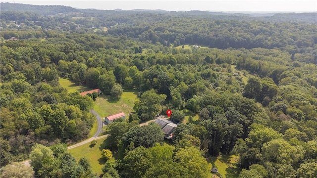 aerial view with a wooded view