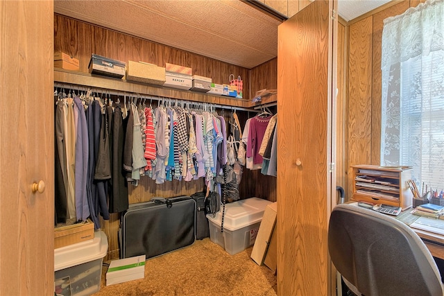 spacious closet with carpet floors