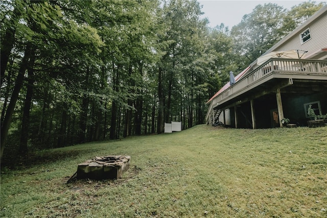 view of yard featuring a deck